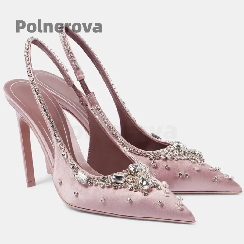 Women'S Shoes Trendy - صنادل نسائية بسلسلة من الكريستال الساتان