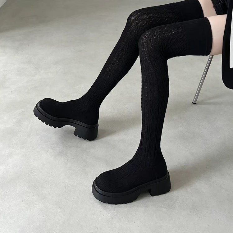 Sock Boot Women - أحذية طويلة فوق الركبة 2026 خريف/شتاء