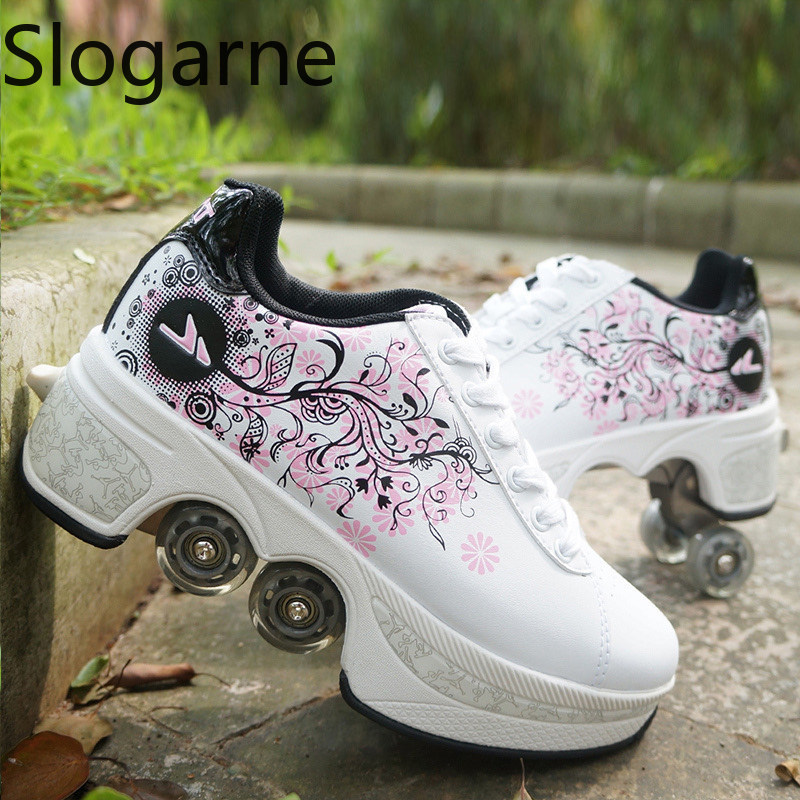 Women'S Shoes To Men'S - النساء 4 عجلات تشوه زلاجات دوارة