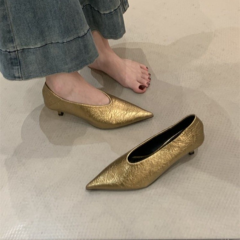 Pointed Toe Flat - 2025 خريف جديد ركاب الرياح كعب