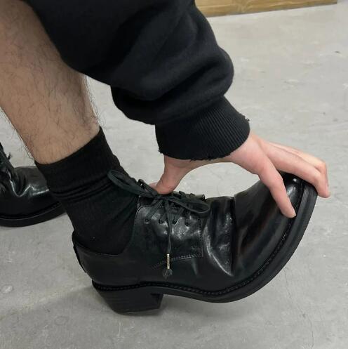 Women Shoes Size 4 In Cm - حار الرجال الأسود البقرة الجلد الحقيقي