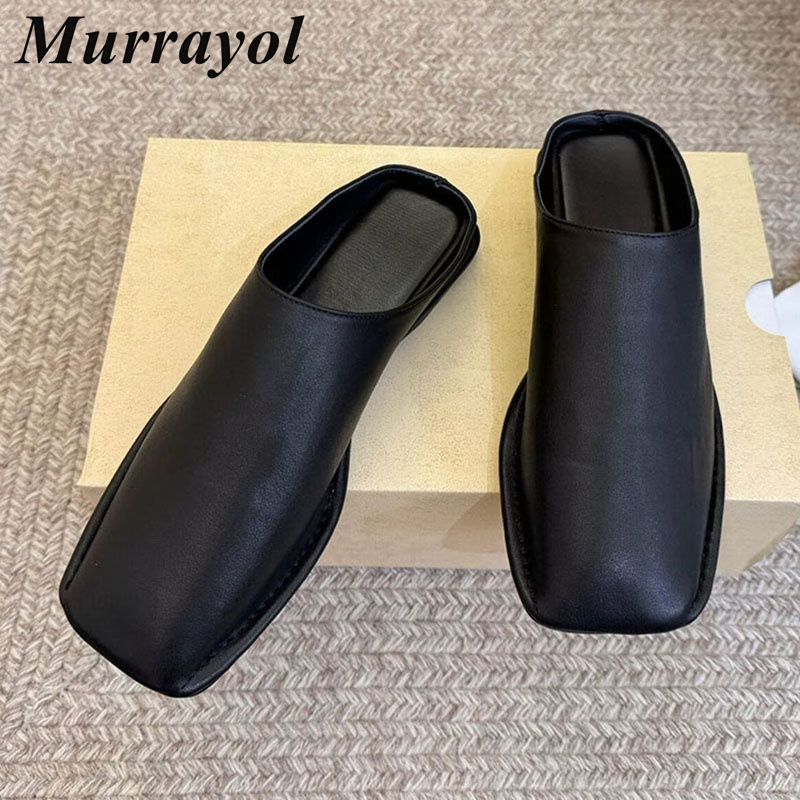 Slip On Mule Flat - شباشب نسائية مغلقة الأصابع من الجلد