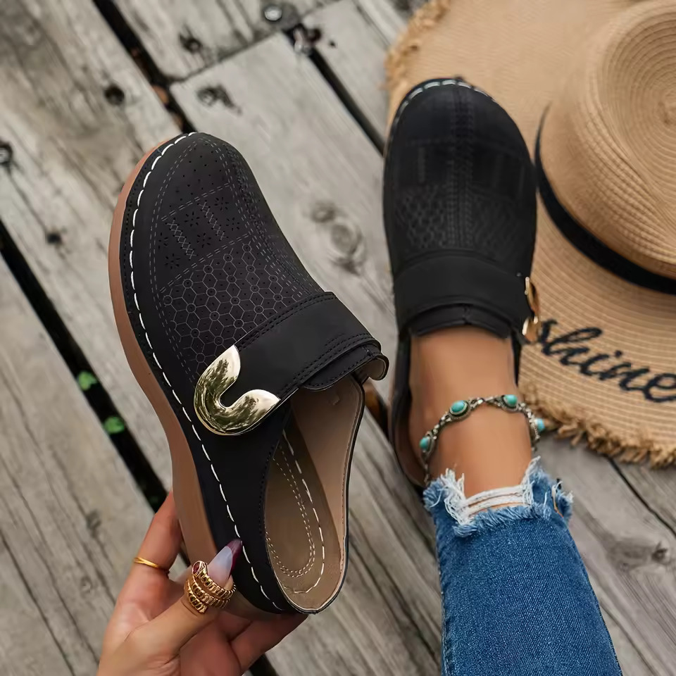 Slip On Mule Flat - أحذية نسائية مريحة بدون كعب، أحذية