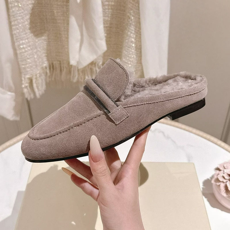 Slip On Mule Flat - البغال النساء البقرة المدبوغ أفخم بطانة