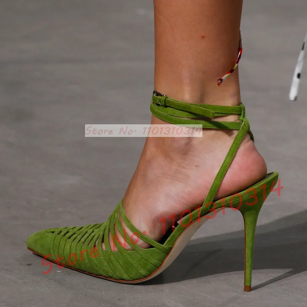 Women'S Shoes Trendy - صندل من جلد الغزال النباتي الأخضر