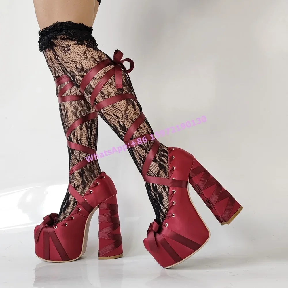 الأحمر شريط من الساتان منصة مض - مراجعة Ribbon Tie Heel وسعره