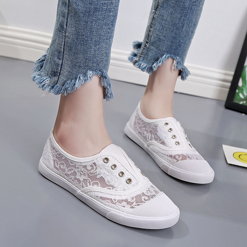 أحذية قماشية بيضاء من الدانتيل - مراجعة Loafer Flat Women وسعره