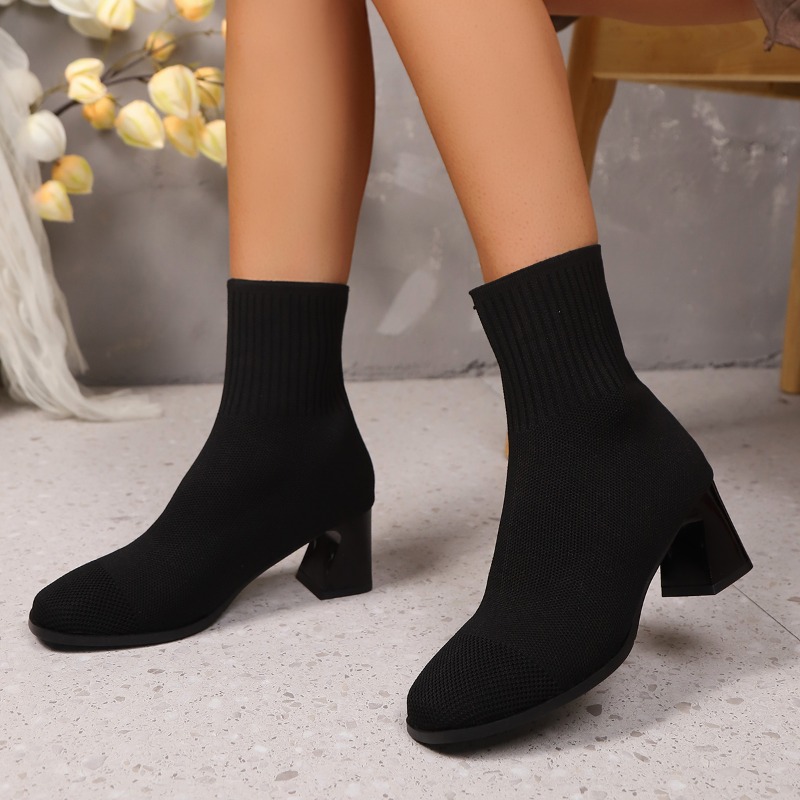 المرأة حذاء من الجلد كعب محبوك - مراجعة Sock Boot Women وسعره