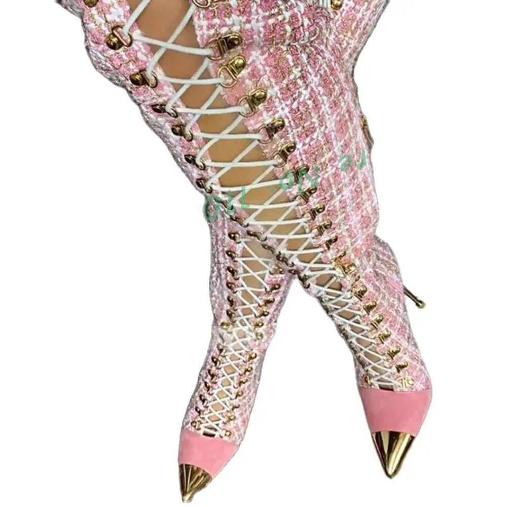 الوردي منقوشة جوفاء أحذية طويل - مراجعة Sock Boot Women وسعره
