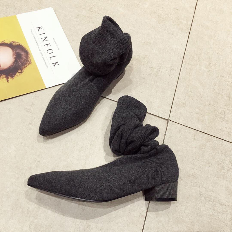 أحذية نسائية سوداء بكعب منخفض، - مراجعة Sock Boot Women وسعره
