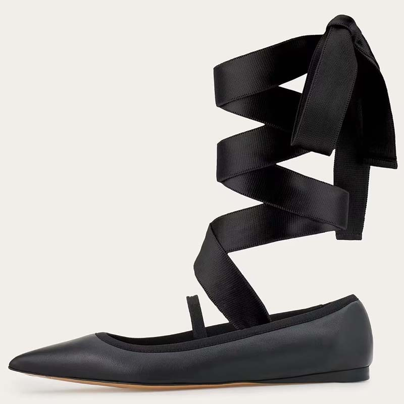 أحذية الباليه النسائية المسطحة - مراجعة Ribbon Tie Heel وسعره
