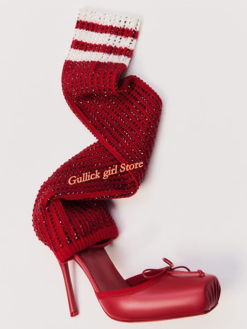 أحذية نسائية حمراء محبوكة بمقد - مراجعة Sock Boot Women وسعره