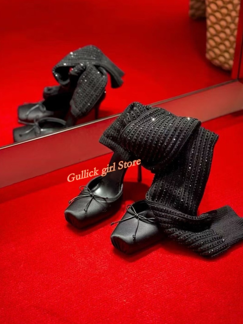 أحذية نسائية حمراء محبوكة بمقد - مراجعة Sock Boot Women وسعره