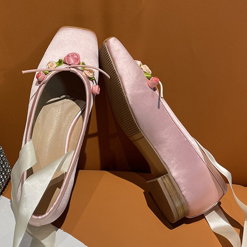أحذية ماري جين نسائية وردية من - مراجعة Ribbon Tie Heel وسعره
